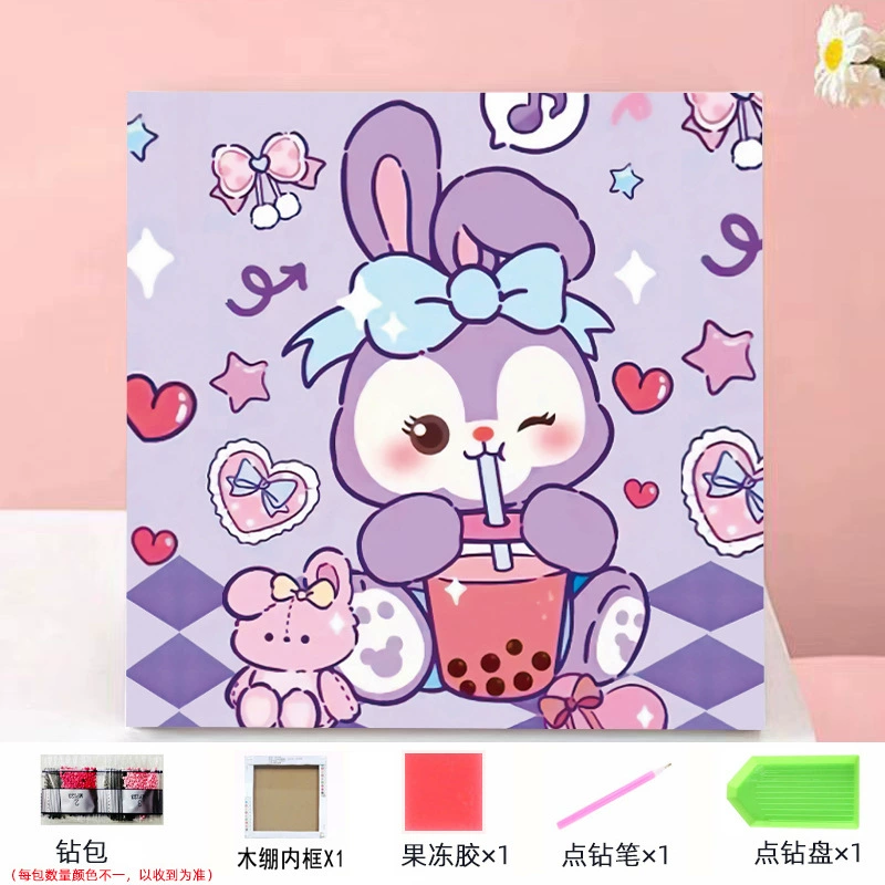 Набор алмазной мозаики DIY Kuromi и мультфильмы 20×20 см, рамка-наклейка, детское творчество