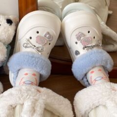 EVA厚底防滑居家踩屎感保暖毛绒冬季可外穿学生宿舍包跟棉拖鞋女
