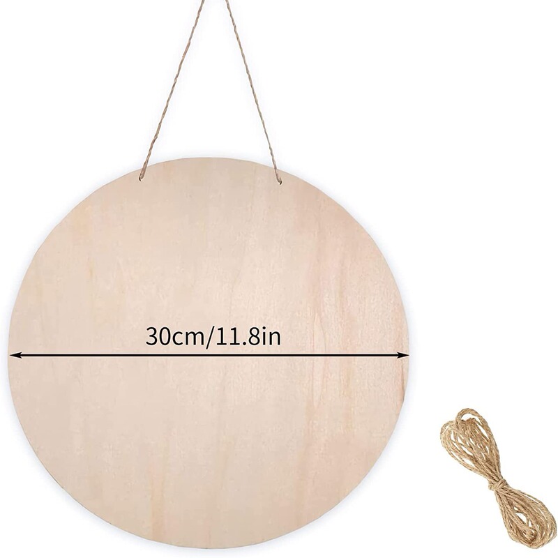 Wooden Round Wood Craft Door Tag Blank Wood Front Door Christmas Decorative Pendant