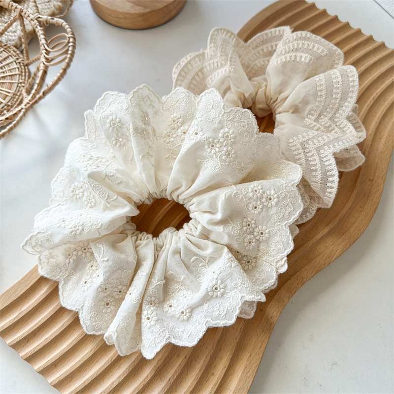 20g Weight Hair Tie Hair Accessories Type 1 Piece Quantity Holiday, Daily Occasion Solid Color Pattern Women's Gender Simple Style, Classic Style Style Super Fairy Internet Hot New Lace Large Intestine Ring Hair Ring Graceful And Fashionable Girl Top Cuft Boutique Hairware 3
