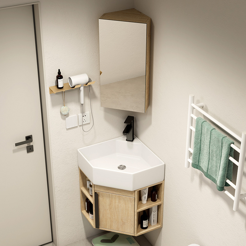 Triángulo gabinete de baño combinación esquina baño lavabo balcón lavabo pequeño apartamento mesa de lavado