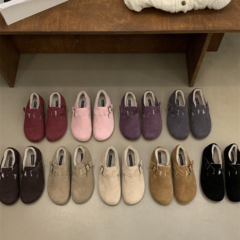 Reserved for Personal Use ~ Retro Birkenstock Shoes for Women 2024 Spring New Maternity Shoes One-Leg Genuine Leather All-Inclusive Birkenstock Shoes Fleece-Lined