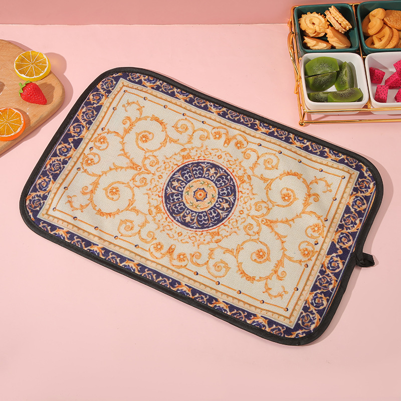 轻奢长方形餐桌垫创意个性防滑棉麻垫多款式厨房家用耐高温砂锅垫