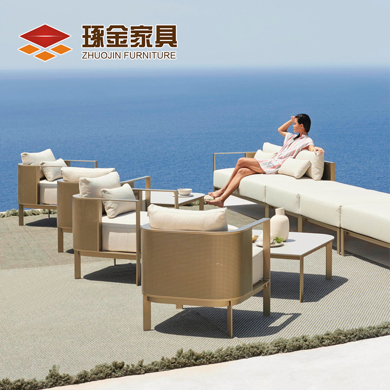 Outdoor table and chair stainless steel set sample room garden rainproof courtyard outdoor villa hotel leisure balcony sofa