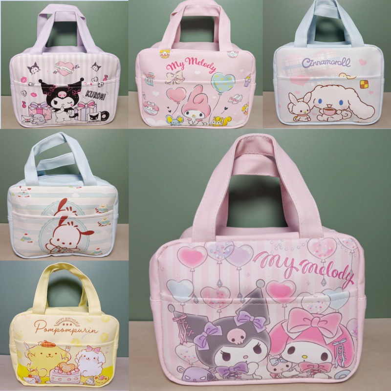 New Pu Kidsren's Satchel Lunch Box Bag Kuromi Melody Cinnamon Dog Lunch Bag Aluminum Foil Thermal Insulation Waterproof Bag Batch