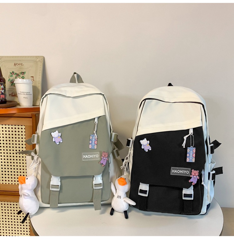 Simple, large-capacity, high-appearance-level college student schoolbag, female high school student computer backpack, niche Haraju-style male backpack undefined