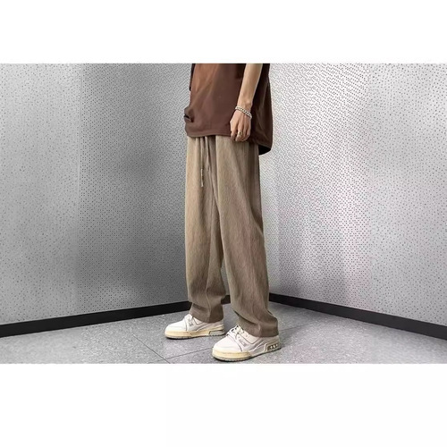 Relaxed casual pants for men, Korean style, trendy and versatile pants, summer thin model, falling sense wide-leg ground-length pants