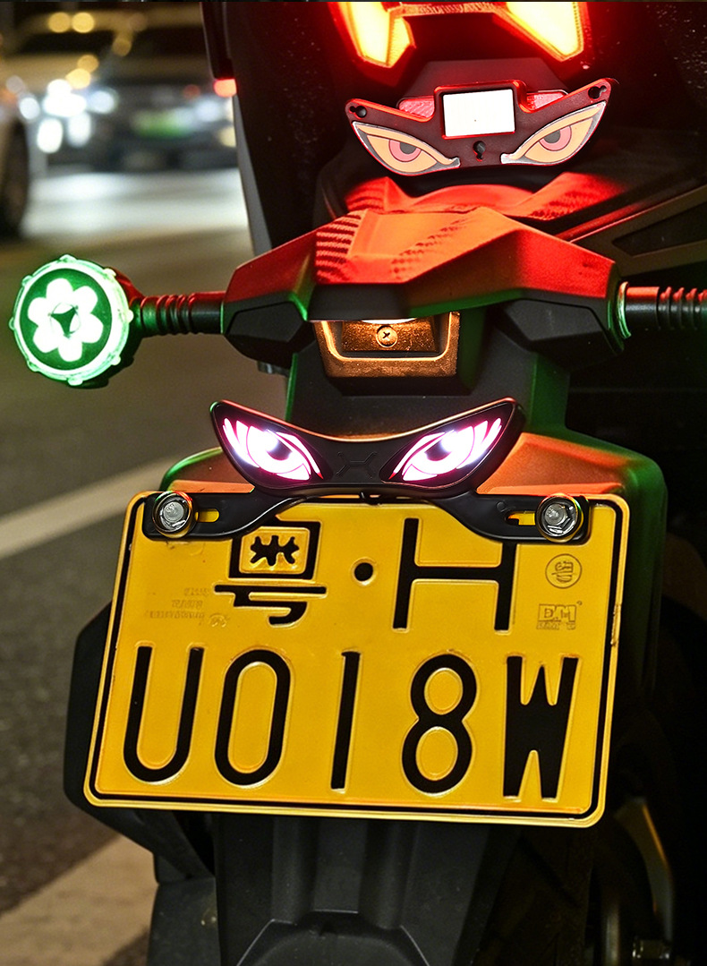 Cross-Border Motorcycle Led License Plate Light, Devil's Eye Ambient Light, Electric Vehicle Modified Decorative Tail Light, Universal Warning Light