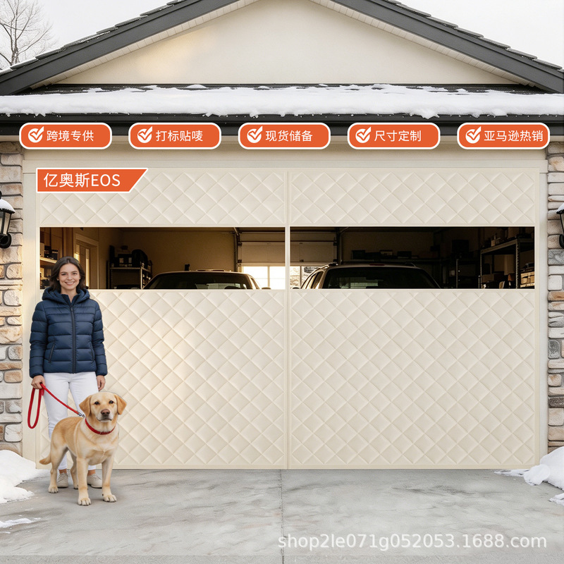 Garage Door Winter Insulation Visual Cold-Proof Cotton Door Curtain with Magic Tape Large Magnetic Block Adhesive No-Drill Thickened Door Curtain