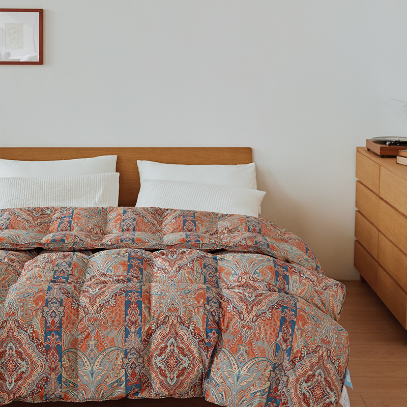 Japanese Modern95 White Goose Down Zero Pressure Duvet80 Soft Sai Silk Anti-drilling Wool Close-fitting Warm Winter Quilt Core