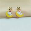 Cartoon fashionable earrings, silver needle with bow, silver 925 sample