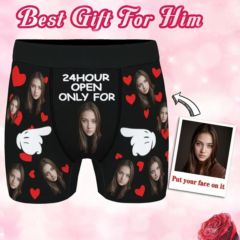 Cross-Border Export 3D Face Avatar Printing Men's Breathable Underwear Personalized Design Boxer Briefs Boxer Briefs