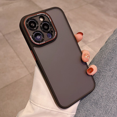 適用蘋果14promax手機殼透黑簡約iPhone13全包鏡頭12硬防摔保護套