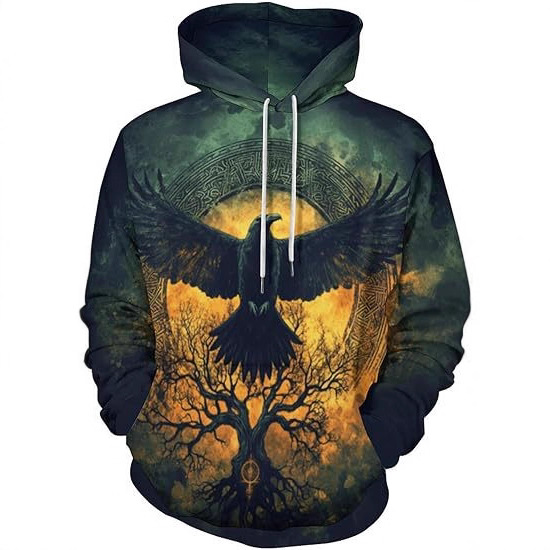 3D Digital Printing Sweater Men's Heat Transfer Full Print Hoodie Three-dimensional Eagle Copywriting Jacket_voghion.com