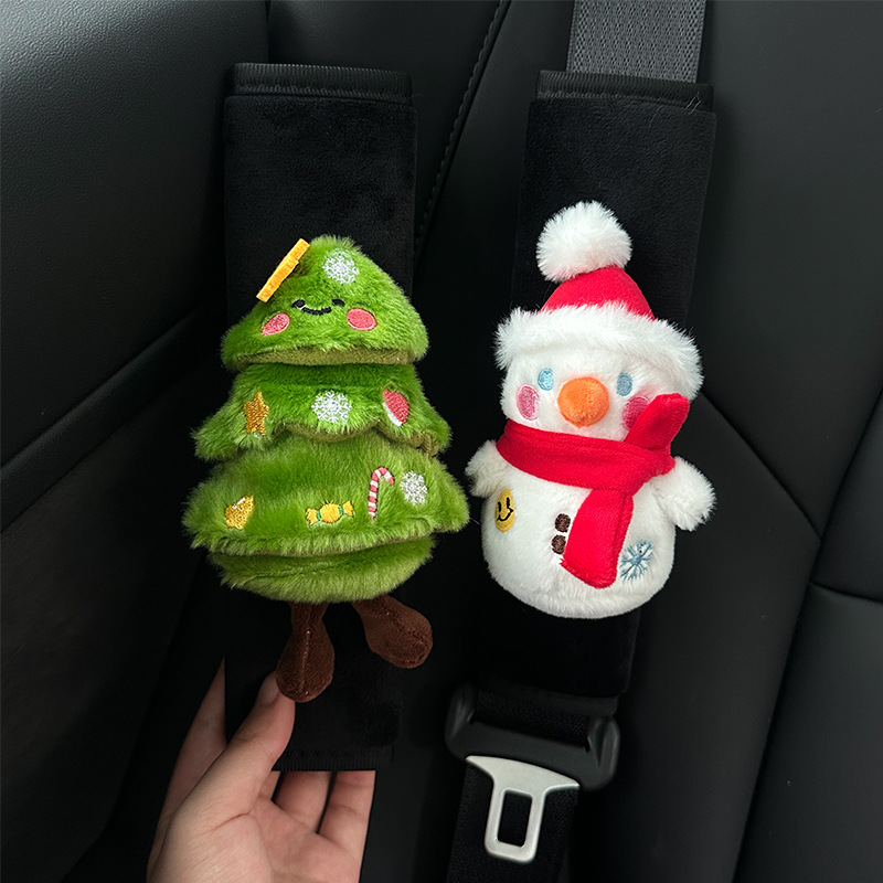 Creative Christmas Snowman Christmas Tree Car Shoulder Cover Car Decoration Seat Belt Protective Cover Christmas Gift