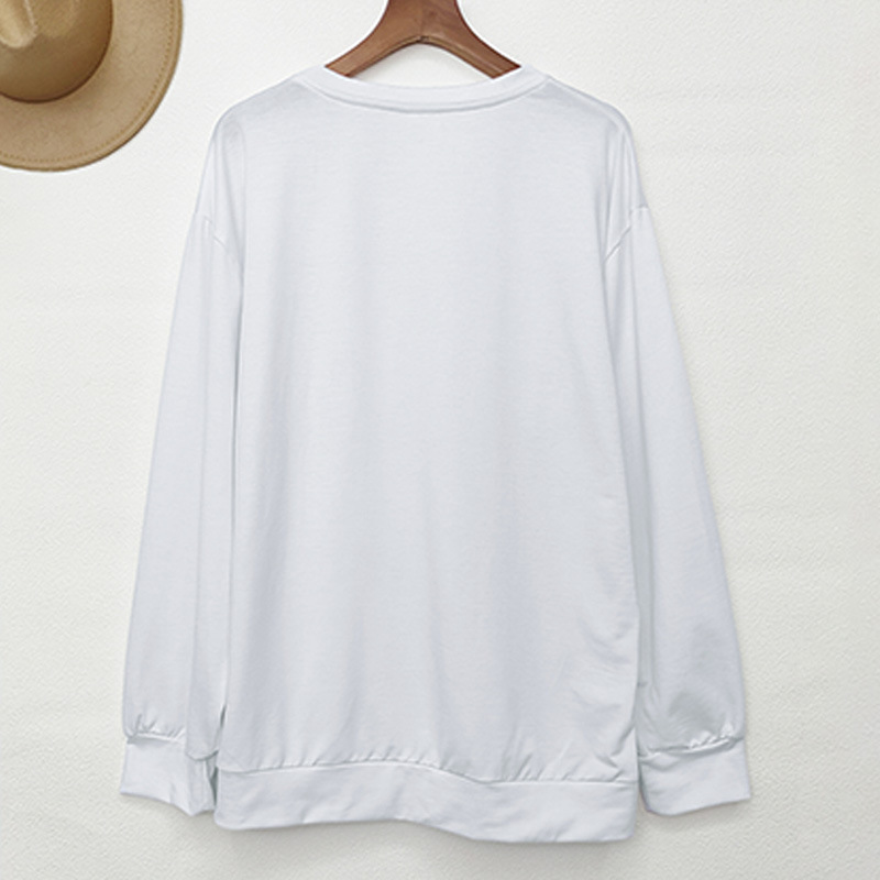 Felpa con cappuccio taglie forti autunno e inverno, da donna, girocollo, ampia, a maniche lunghe, stampa di Halloween_voghion.com