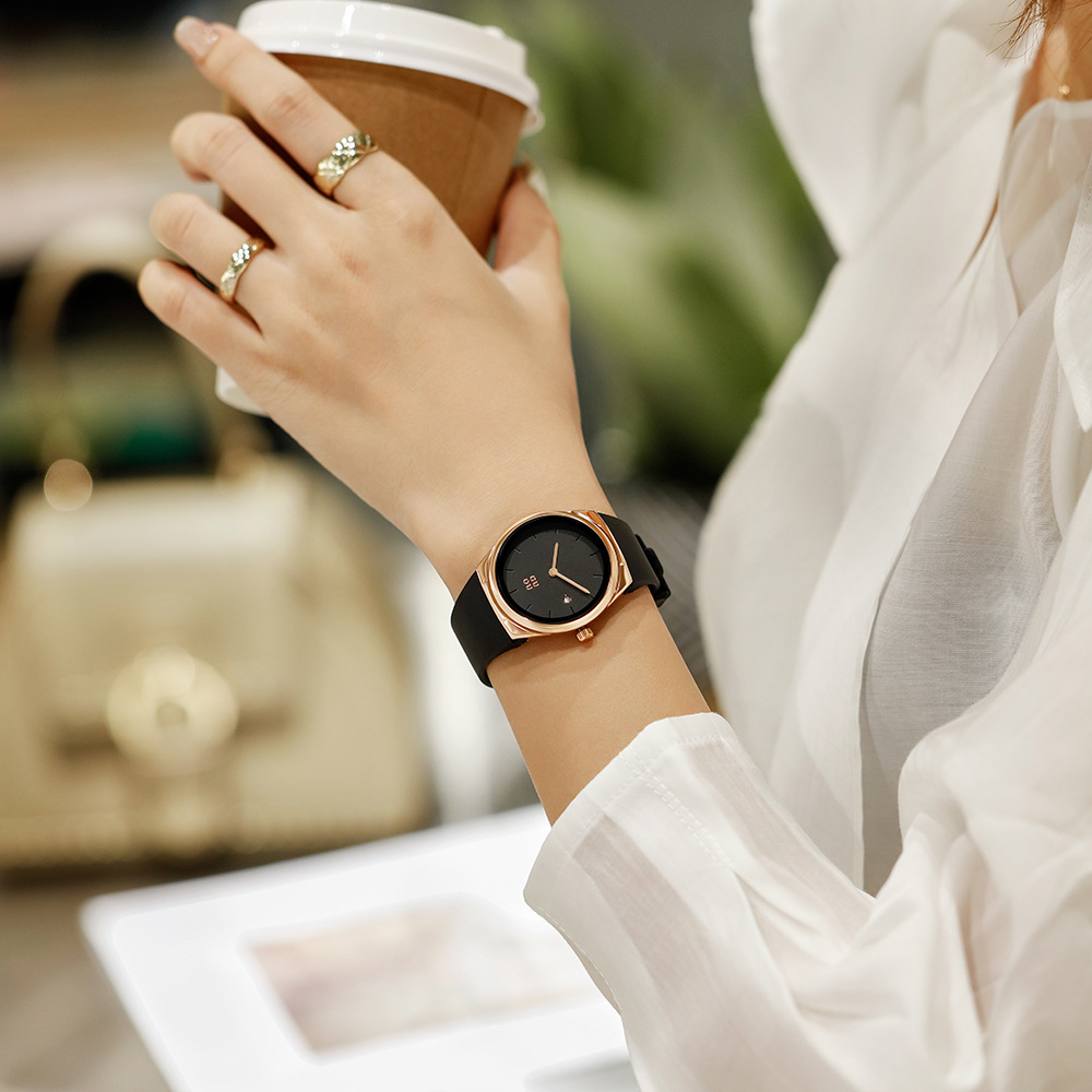 Silicone Sports Watch Guou Trendy Simple Quartz Dial with Calendar Fashion Unisex Women's Watch