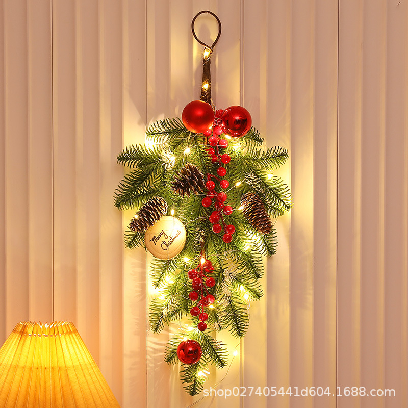 [En Stock al por mayor] Corona de Navidad decoración de Navidad árbol colgante de pared de ratán 405070cmPE cuerno Flor de Navidad