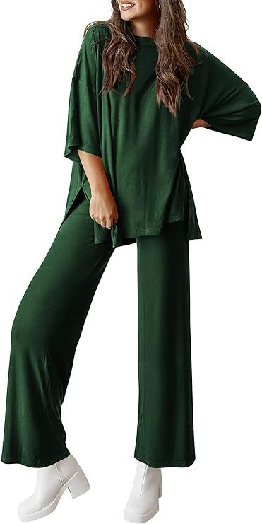 618g Weight Half Sleeve Sleeve Length Spandex, Polyester Fabric Type Pant Co-ord Set Sets Type 2 Pieces Set Quantity Daily Occasion Round Neck Neckline Loose Fit Type Solid Color Pattern Summer, Spring Season Women's Gender Casual Style Daily Women's Casual Solid Color Spandex Polyester Pant Co-ord Set Pants Sets 10