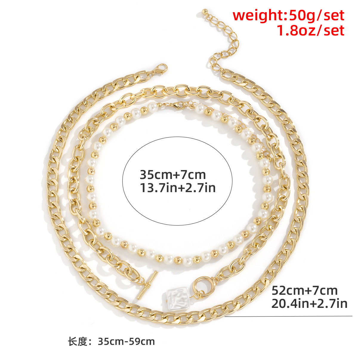 Fashion Retro Pearl Ot Buckle Alloy Multi-layer Beaded Necklace display picture 1