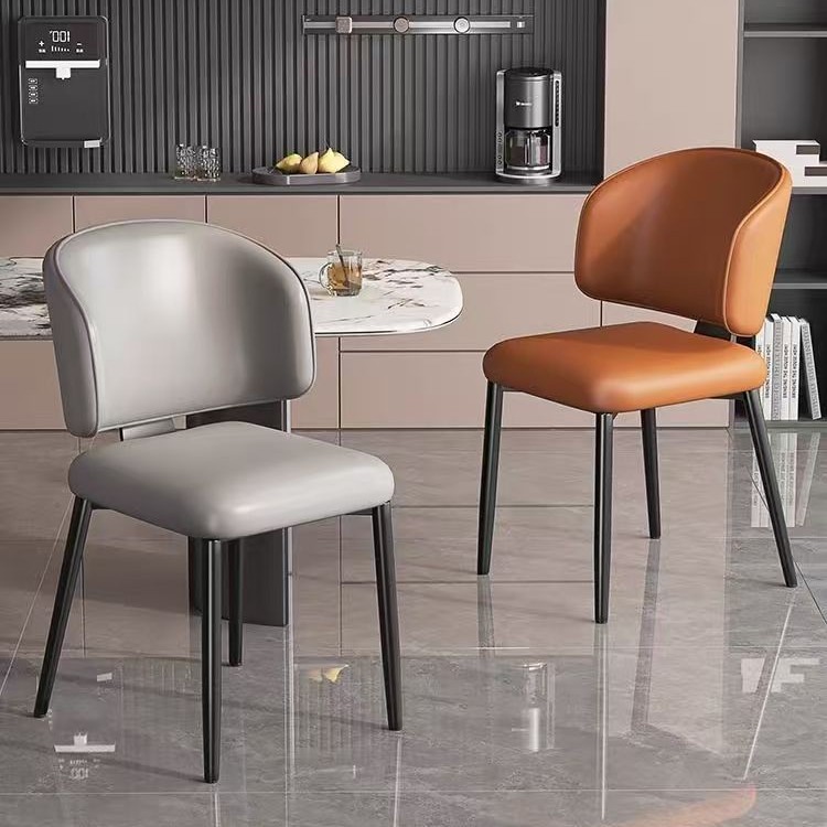 Silla de comedor simple moderna silla de diseño doméstico minimalista restaurante hotel gato raspar piel de lujo silla de mesa de comedor