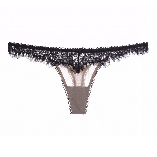 European and American eyelash lace sexy panties women's low-waist thong tulle pure cotton crotch T-panties panties