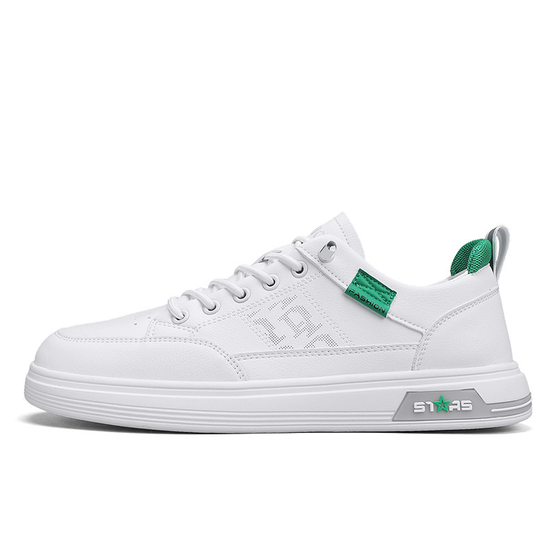 2024 Summer New Leather Waterproof Lightweight Casual Men's Versatile Small White Soft Sole Anti slip Sports Board Shoes