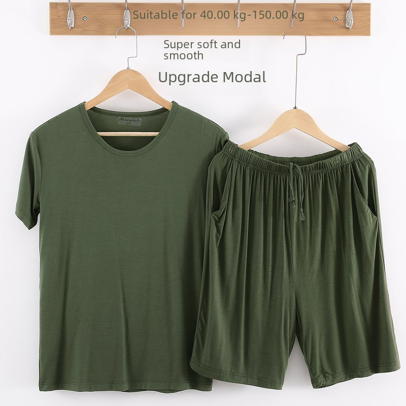 Men's Modal T-Shirt Set Short Sleeve Shorts Home Clothes Casual Sportswear Plus Large Size Pajamas Summer Wholesale_voghion.com