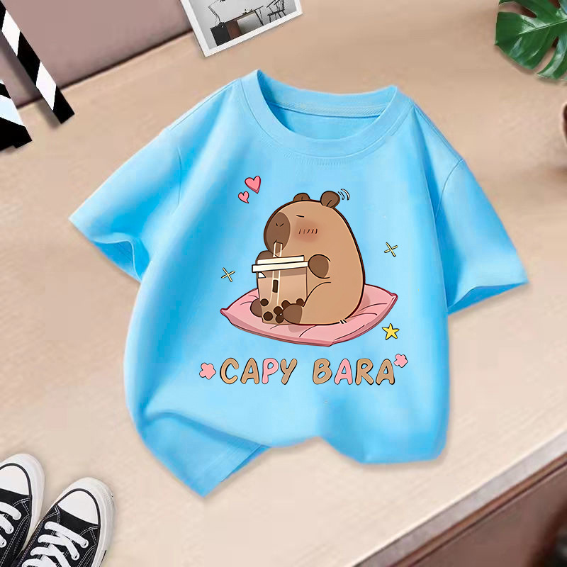 2025新型夏男女児童半袖アニメプリントtシャツ女子カジュアル上着国境を越えた子供服対外貿易ブーム