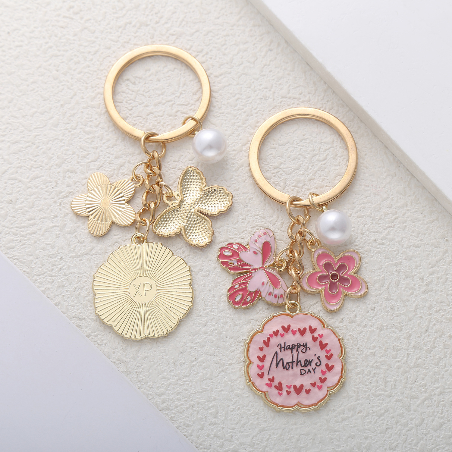 Daily, Festival Occasion Alloy Material 1 Piece Simple Style Classic Style Flower Butterfly Alloy Enamel Mother'S Day Bag Pendant Keychain