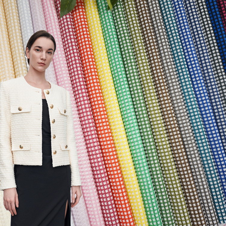 春秋小方格时装面料 涤纶提花色织格子布 鞋帽箱包抱枕面料批发