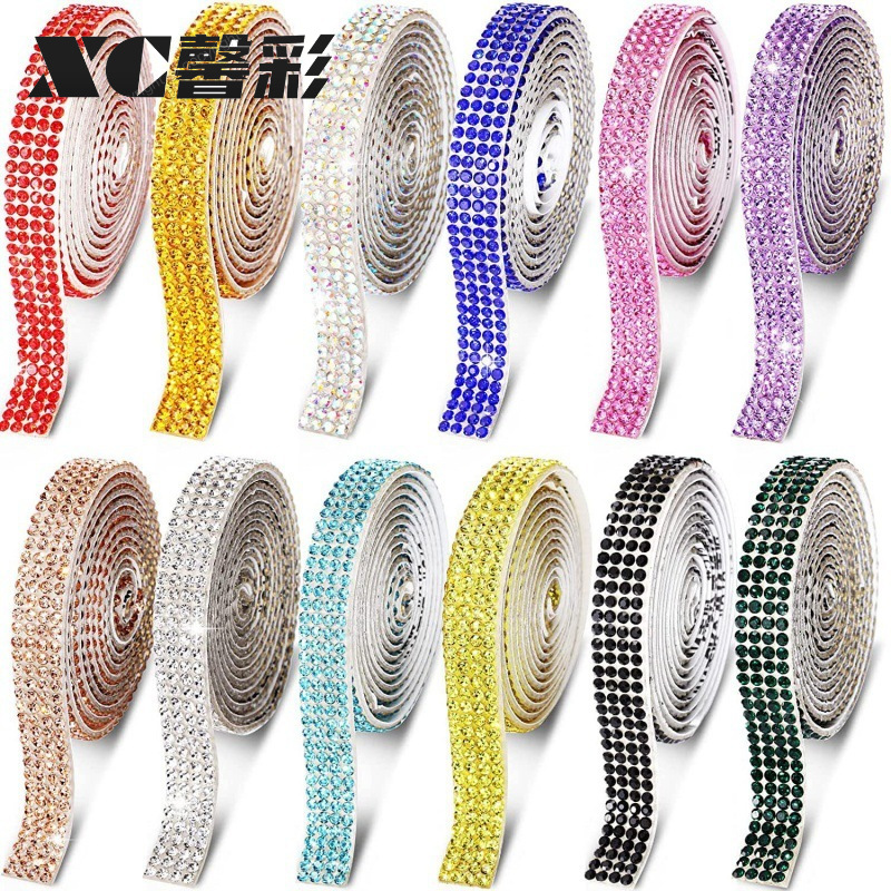 跨境热销工厂精美水晶自粘钻条 diy饰品配件水钻贴钻石背胶装饰带