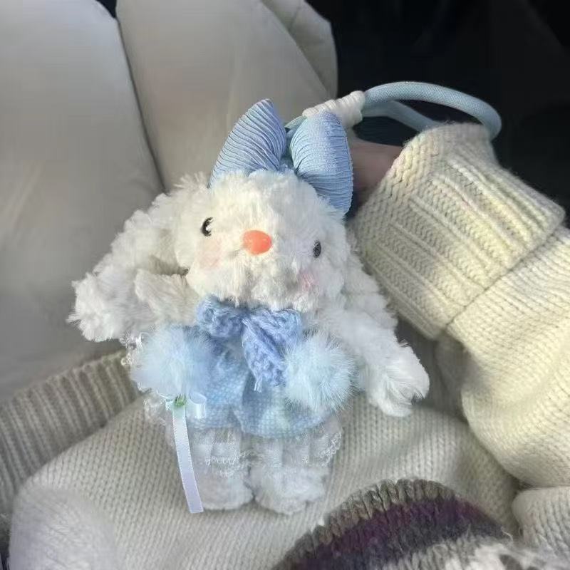 かわいい垂れ耳ウサギ人形キーホルダーぬいぐるみペンダントリボンウェア花束車のペンダント卸売|undefined