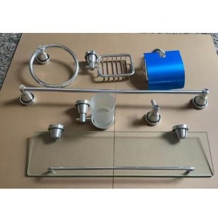 Bathroom Toilet Rack 7 Pieces suit Punch-free Wall Hanging Stainless Steel Bath Towel Rack Soap Rack