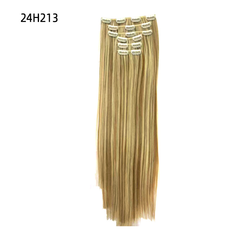 Europa y los Estados Unidos sin rastro extensión de cabello de 24 pulgadas de cabello recto de 6 piezas de cabello de alta temperatura extranjera