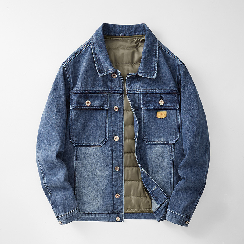 Winter men's retro warm jeans