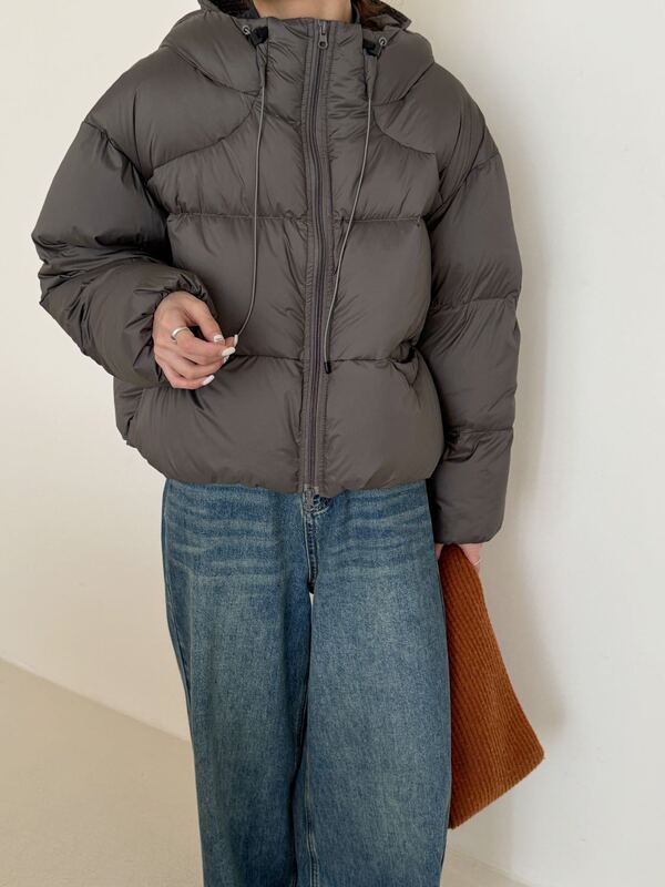 真90白鸭绒泡芙蓬松连帽羽绒服女2025冬季加厚短款肯豆面包服外套|undefined