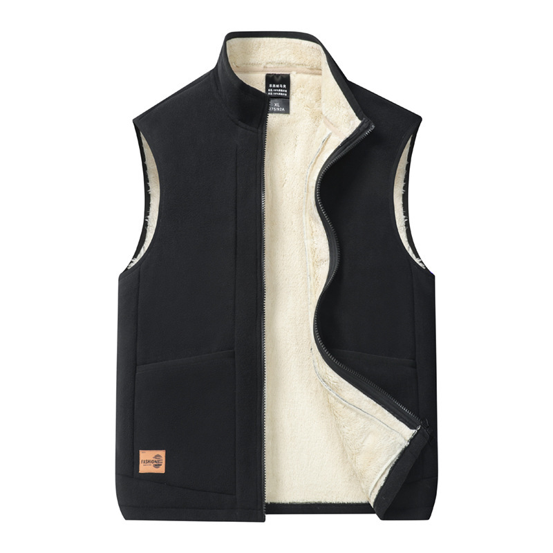 Cross-Border Spring and Autumn Lamb Wool Vest for Men, Warm Casual Stand Collar Sleeveless Double-Sided Fleece Vest Jacket Cross-Border Spring and Autumn Lamb Wool Vest for Men, Warm Casual Stand Collar Sleeveless Double-Sided Fleece Vest Jacket