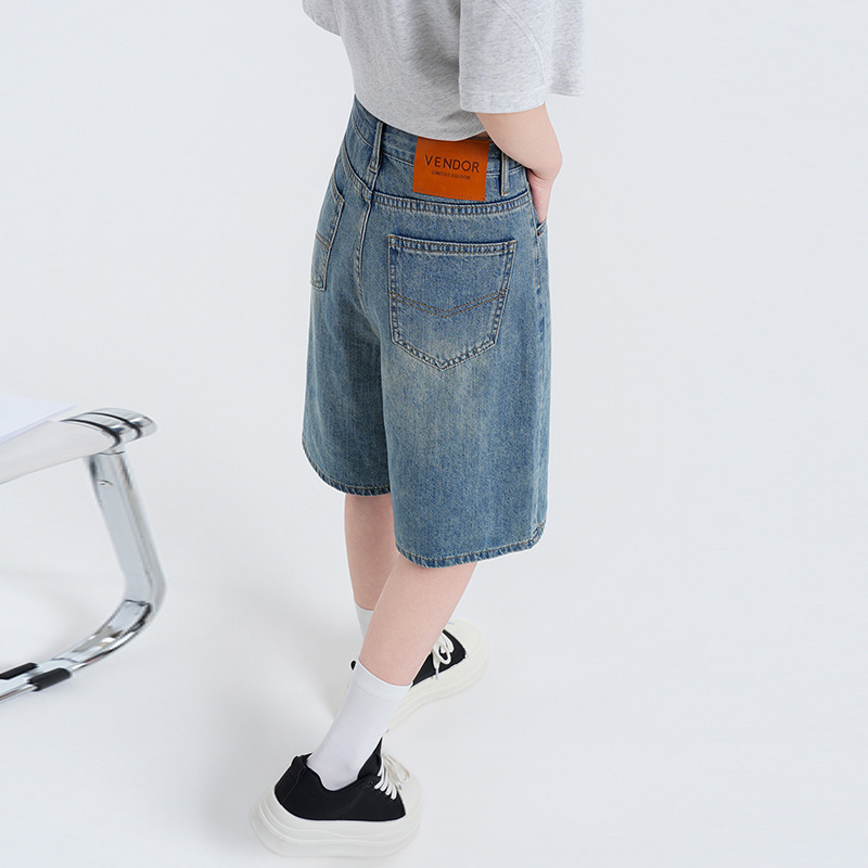 Nostalgic Blue Wide-Leg Denim Shorts for Women, 2026 Summer New High-Waisted Slimming Loose Straight Mid-Length Shorts