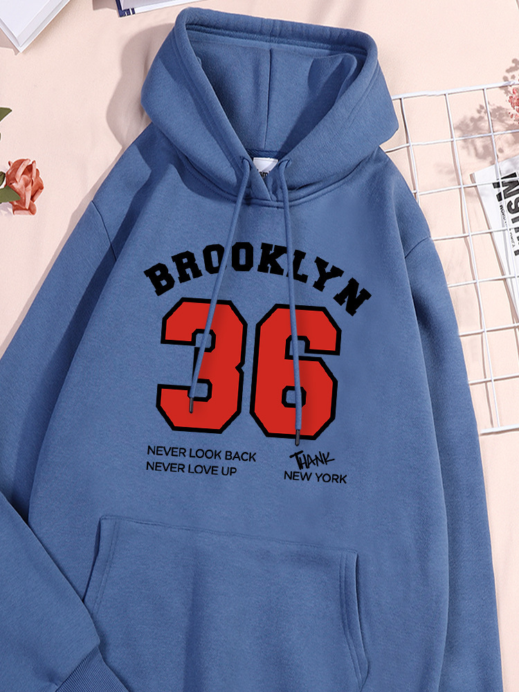 Brooklyn 36 Carta Print Hoodie Women'S Fashion Machine Wash