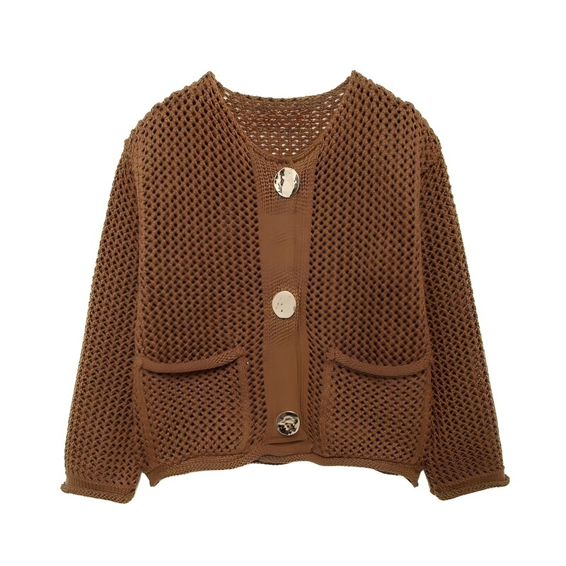 European and American Style Pure Color Casual Fashion Thick Knitted Sweater Cardigan 2025 Cross-Border Autumn and Winter New Gold Button Women's Jacket European and American Style Pure Color Casual Fashion Thick Knitted Sweater Cardigan 2025 Cross-Border Autumn and Winter New Gold Button Women's Jacket