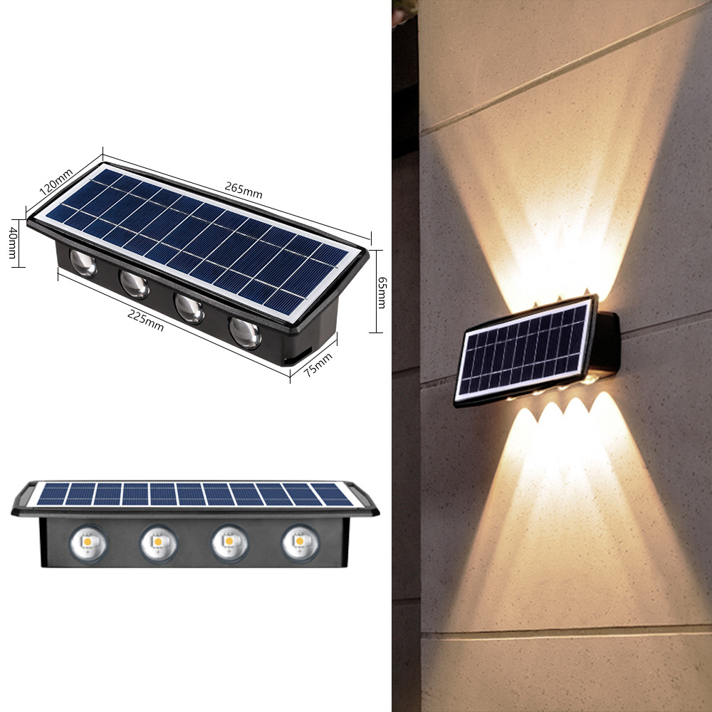 Lente convexa solar lámpara de pared lámpara de lavado hogar avanzada lámpara de paisaje impermeable Villa patio jardín arriba y abajo lámpara de pared