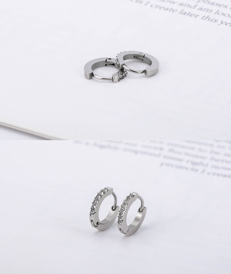 Fashion Geometric Titanium Steel Inlay Zircon Earrings 1 Pair display picture 1