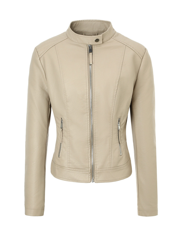 外贸女士PU皮衣欧美秋冬立领机车服欧码皮外套短款Women's jacket|undefined