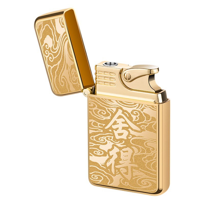 Rojo Fuego directo de perforación a prueba de viento más ligero inflable más ligero al por mayor Creativo impermeable directo de perforación de metal más ligero de galvanoplastia patrón de alivio