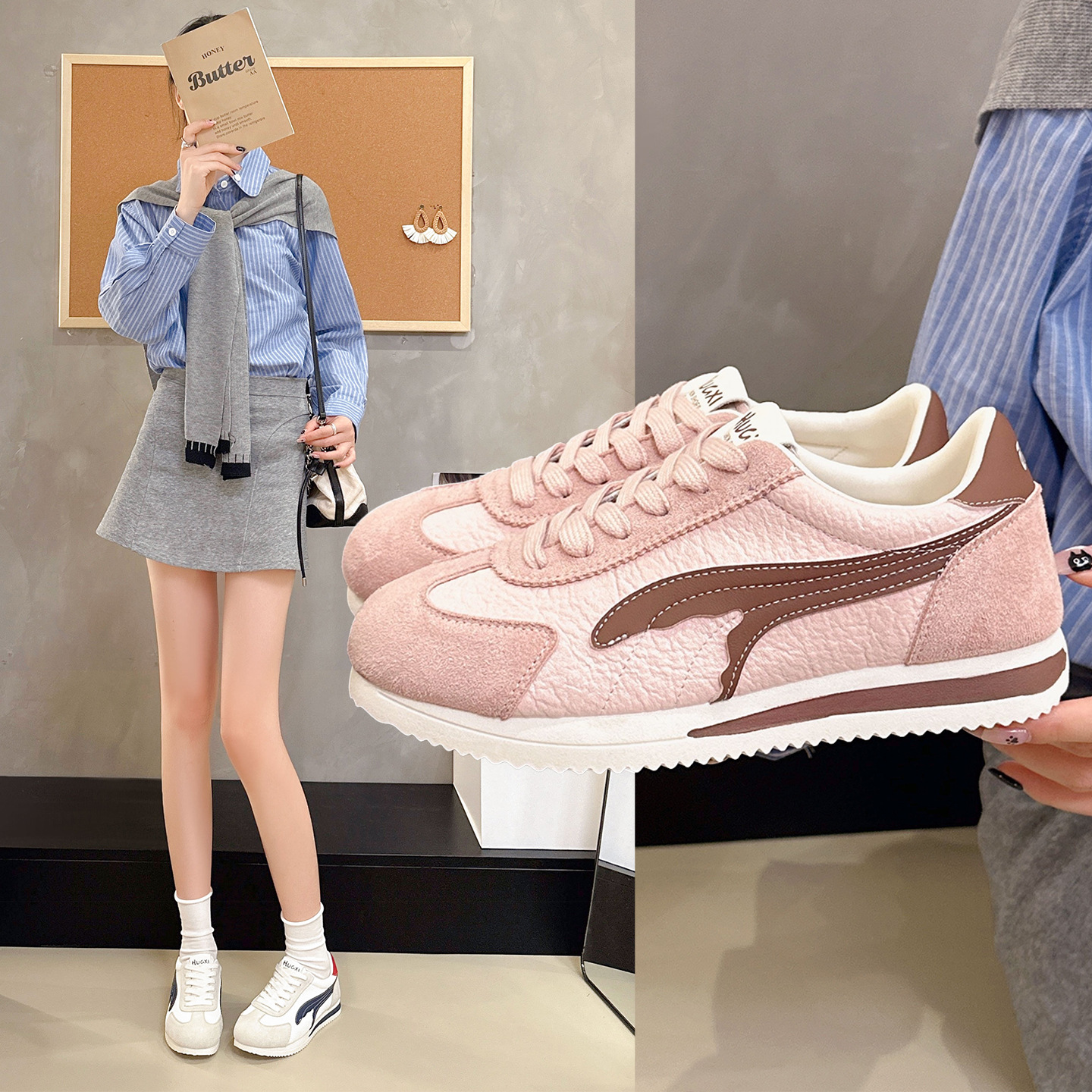 2026 Spring/Autumn New Collection: Stylish and versatile women's sneakers, featuring a high-end design, perfect for a casual, sporty look with a touch of collegiate style
