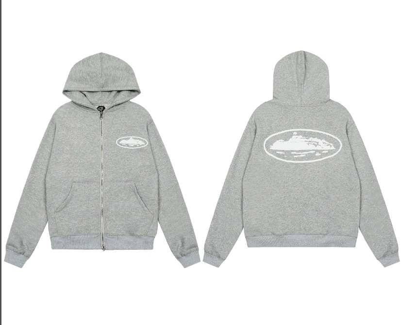 Corteiz marca de moda estadounidense Alcatraz con cremallera sudadera con capucha suelta traje de calle con estampado de letras suéter hombres