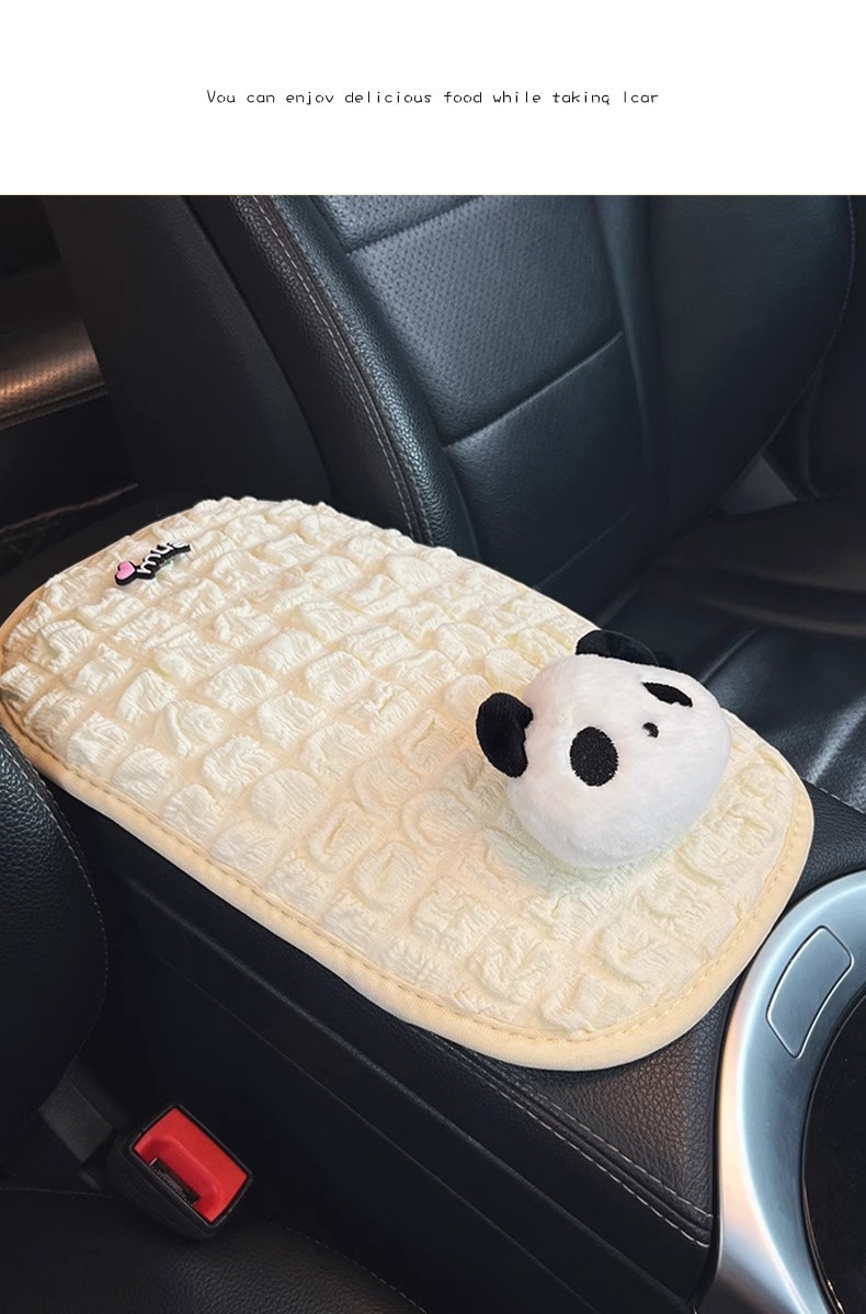 Car Armrest Box Mat Creative Cartoon Cute Doll Armrest Cover Central Decoration Car Interior Supplies Decoration Collection for Women