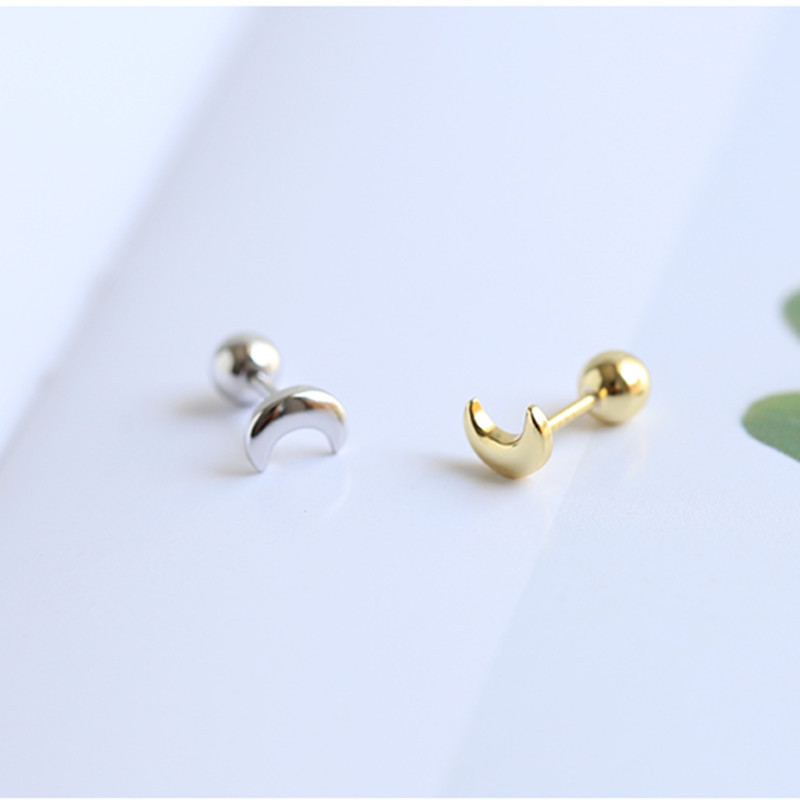 Simple Style Moon Silver Plating Ear Studs 1 Pair display picture 4