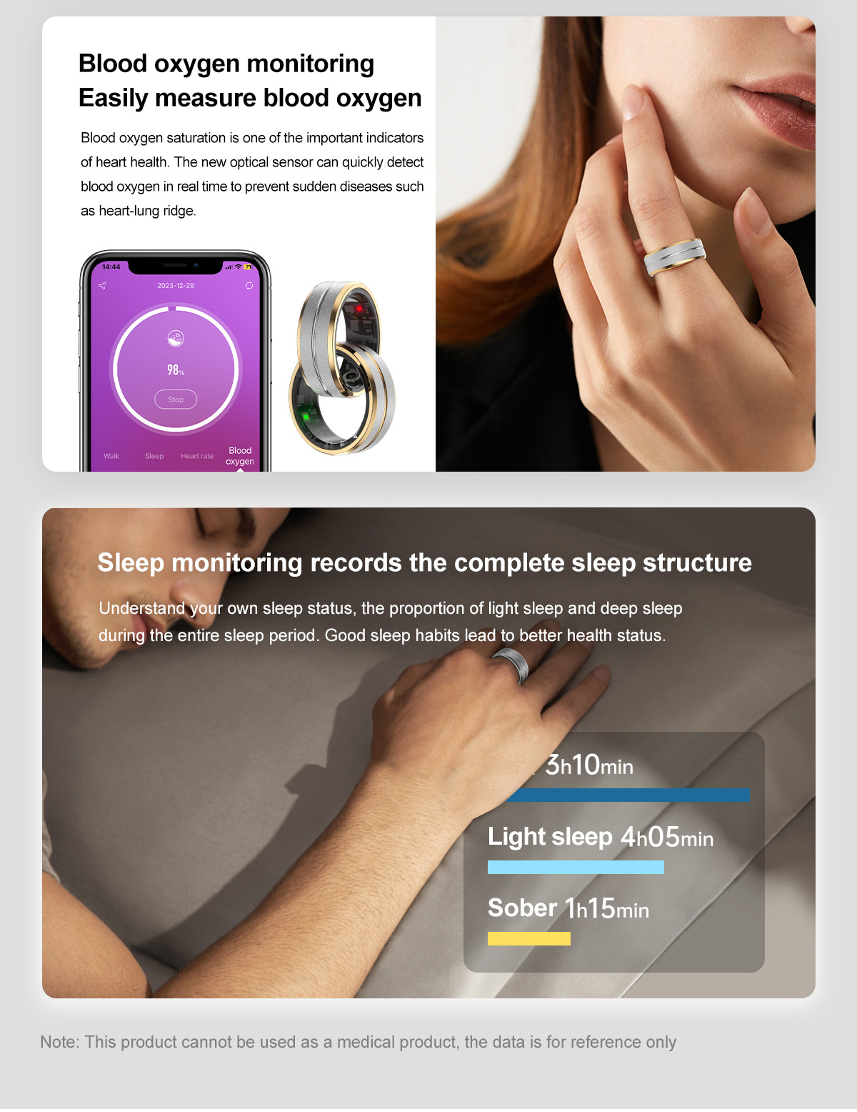 智能戒指 穿戴甲 高科技健康监测 睡眠监测 运动计步 多功能便携式智能穿戴设备详情11